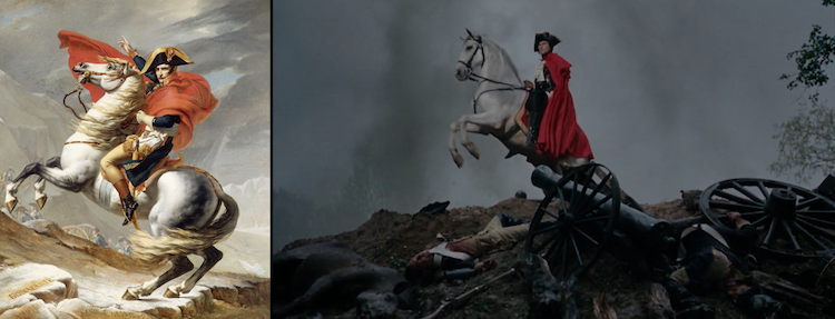 Jacques-Louis David, Napoleon Crossing the Alps (1801) y Sofia Coppola, Marie Antionette (2006)