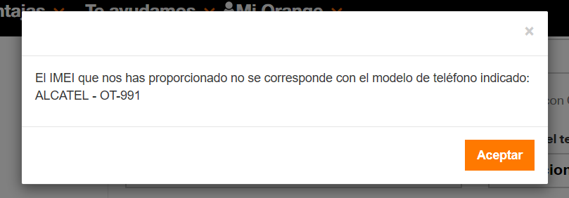 El IMEI que nos has proporcionado no se corresponde con el modelo de  teléfono indicado - Comunidad Orange