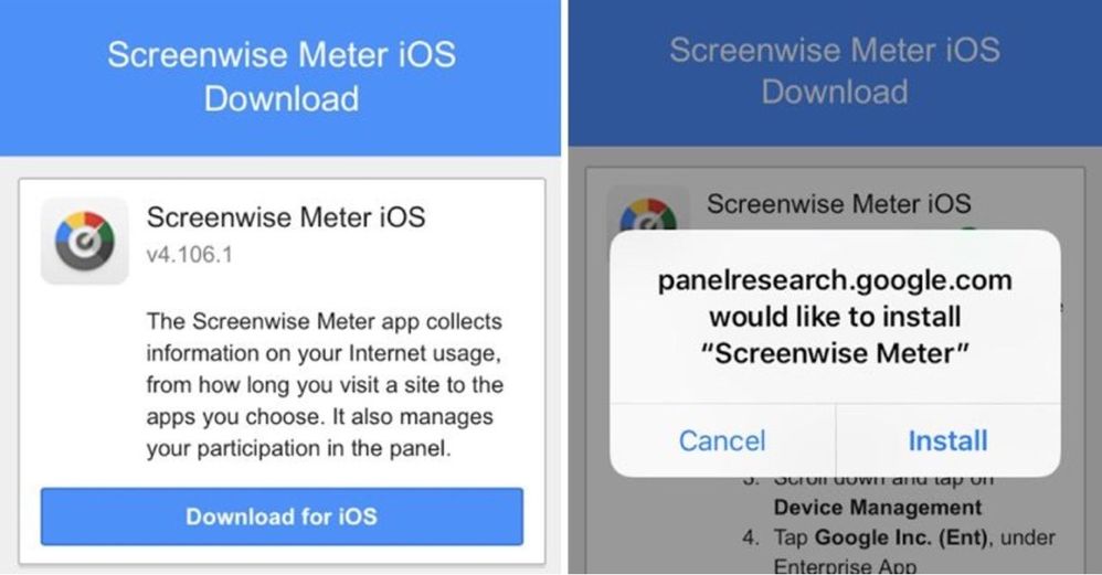 La aplicación Screenwise Meter de Google, deshabilitada por Apple. Fuente: Isedacode. (https://www.ipadizate.es/2018/12/28/top-10-apps-iphone-nuevo/?utm_source=feedly&utm_medium=webfeeds)