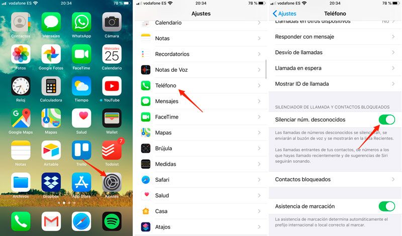 Sigue las indicaciones paso a paso para que no te molesten. Fuente: Todo Apple Blog (https://www.todoappleblog.com/silenciador-llamadas-desconocidos-iphone/)