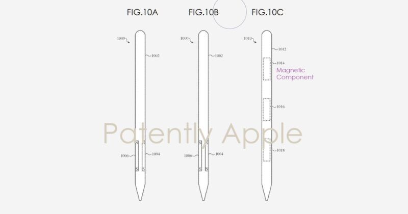 Los de Cupertino han hecho visible esta patente a través de Patently Apple. Fuente: iPadizate (https://www.ipadizate.es/2019/10/09/apple-pencil-apple-pen/)