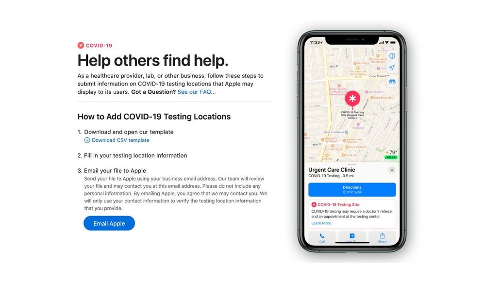 ¿Qué te parece esta iniciativa? Fuente: Soy de Mac (https://www.soydemac.com/apple-maps-mostrara-los-lugares-donde-realizarse-test-de-covid-19/)