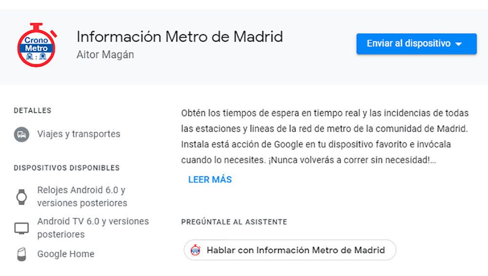 Conoce en tiempo real el estado de la red de metro de la Comunidad de Madrid. Fuente: La Sexta. (https://www.lasexta.com/tecnologia-tecnoxplora/gadgets/obten-informacion-metro-autobuses-altavoz-google-home_201908215d5fb9fe0cf2d651bc51f775.html)
