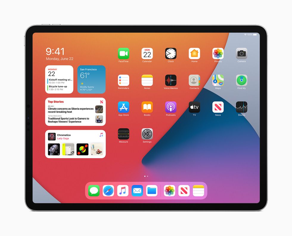 La nueva interfaz del sistema operativo iPadOS 14. Fuente: Apple  https://www.apple.com/newsroom/2020/06/ipados-14-introduces-new-features-designed-specifically-for-ipad/