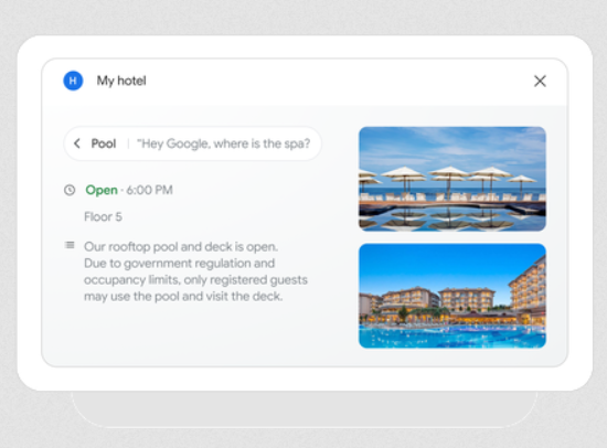 Una estancia sin contacto, ¿lo hubieras llegado a imaginar alguna vez? Fuente: El Blog de Google (https://blog.google/products/assistant/hands-free-hotel-stays-google/)
