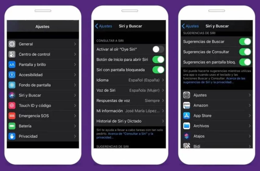 Así puedes configurar cuándo y cómo quieres que te oiga Siri. Fuente: Hipertextual (https://hipertextual.com/2020/04/desactivar-siri-alexa-asistente-google)