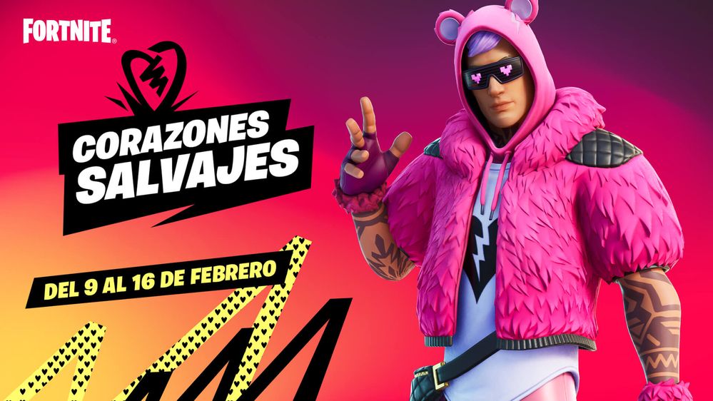 Un evento que acelera el corazón. Fuente: Epic Games (https://www.epicgames.com/fortnite/es-ES/news/hearts-wild-lots-to-love-in-fortnite-for-valentines-season)