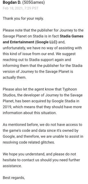 No pueden hacer nada. Fuente: Kotaku (https://kotaku.com/stadia-developers-cant-fix-the-bugs-in-their-own-game-b-1846331302)