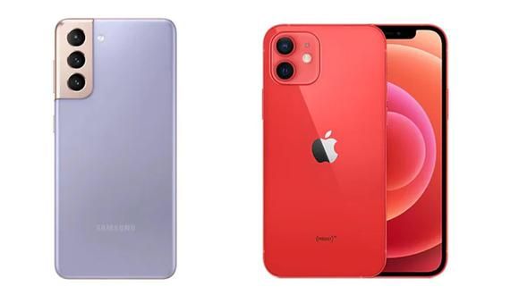 Los buques insignia siguen peleando. Fuente: Depor (https://depor.com/depor-play/tecnologia/samsung-galaxy-s21-iphone-12-versus-smartphones-celulares-comparacion-cual-es-mejor-vs-apple-android-caracteristicas-camaras-estados-unidos-espana-mexico-nnda-nnni-noticia/)