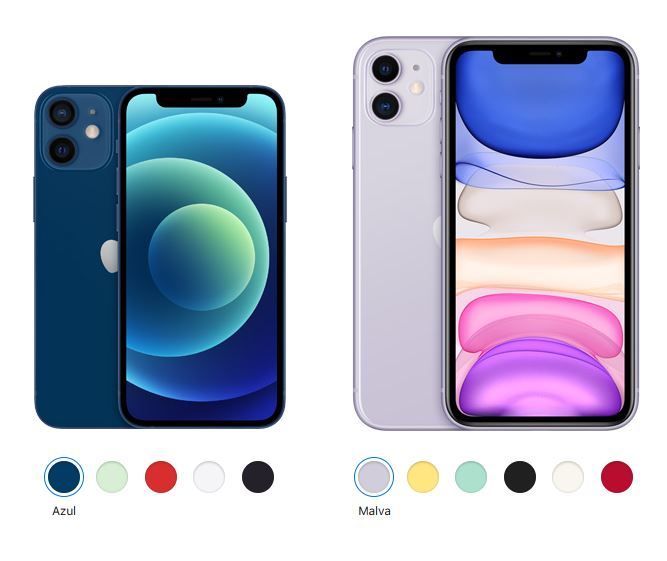 ¿Las comparaciones son odiosas? Fuente: Apple (https://www.apple.com/es/iphone/compare/?device1=iphone12mini&device2=iphone11&device3=iphone12pro)