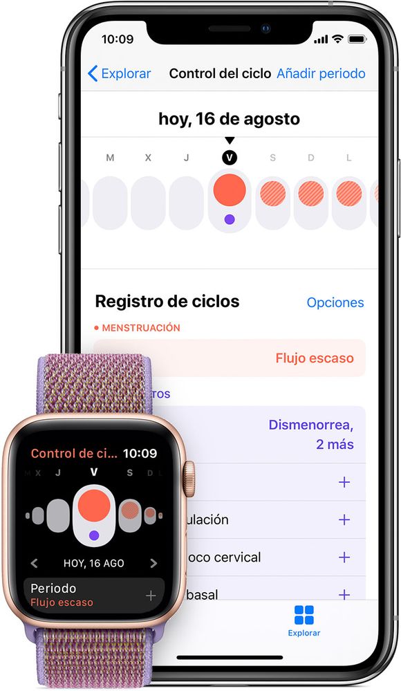 ¿Sabías que también ayuda a controlar el ciclo menstrual? Fuente: Apple Support (https://support.apple.com/es-es/HT210407)