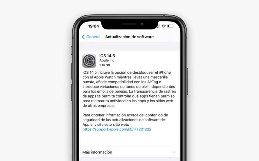 ¿No te ha salido el aviso? Busca la actualización, te está esperando. Fuente: Tu Experto Móvil (https://www.tuexpertomovil.com/2021/04/26/como-forzar-la-instalacion-de-ios-14-5-en-el-iphone-si-no-llega/)