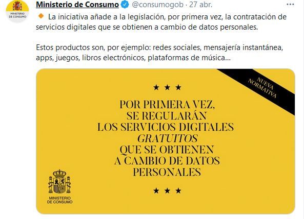 Justicia comercial, al fin. Fuente: Twitter oficial Ministerio de Consumo (https://twitter.com/consumogob)