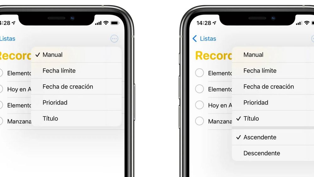 Todo al orden. Fuente: Hoy en Apple (https://hoyenapple.com/2021/05/03/asi-podemos-ordenar-los-recordatorios-de-nuestras-listas-de-recordatorios-en-un-iphone-ipad-o-mac/)