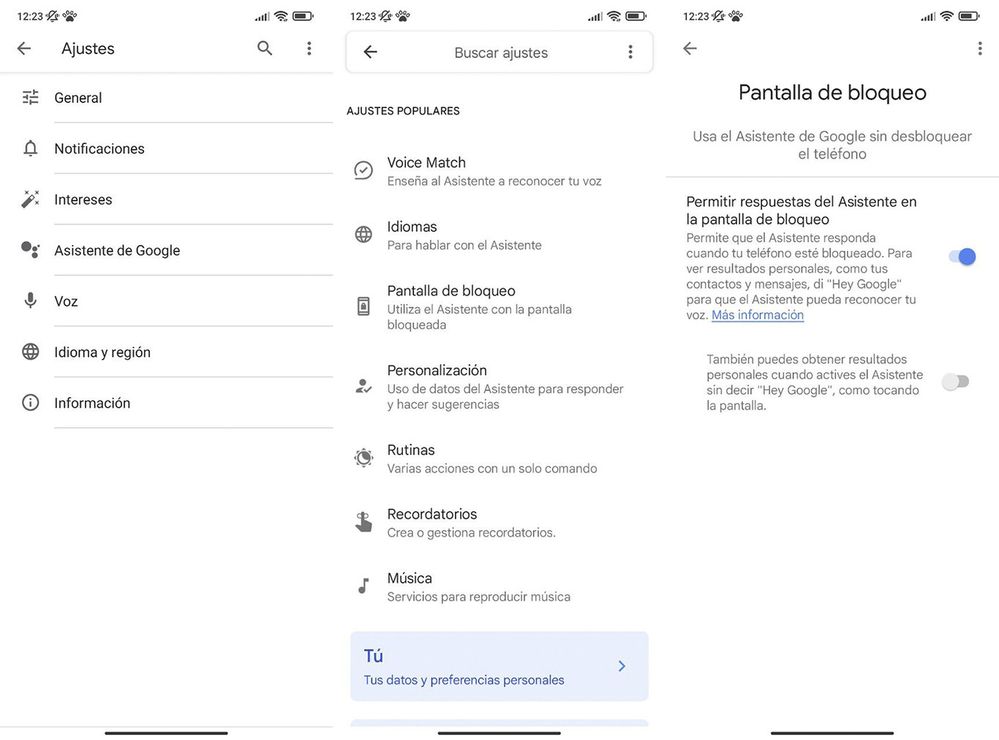 Una activación súper sencilla. Fuente: Xakata Android (https://www.xatakandroid.com/tutoriales/asi-puedes-activar-asistente-google-pantalla-bloqueo)