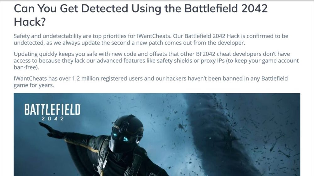 Qué pensáis que harán EA y DICE al respecto?? Fuente: Charlieintel (https://charlieintel.com/a-cheat-provider-is-unfortunately-already-offering-hacks-for-battlefield-2042/117584/)