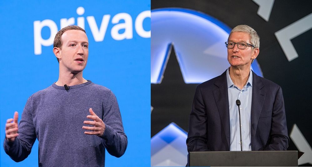 Facebook y Apple enfrentadas. Fuente: Xataka (https://www.xataka.com/empresas-y-economia/facebook-apple-batalla-dos-gigantes-sube-tono-acusaciones-cruzadas-ceos)