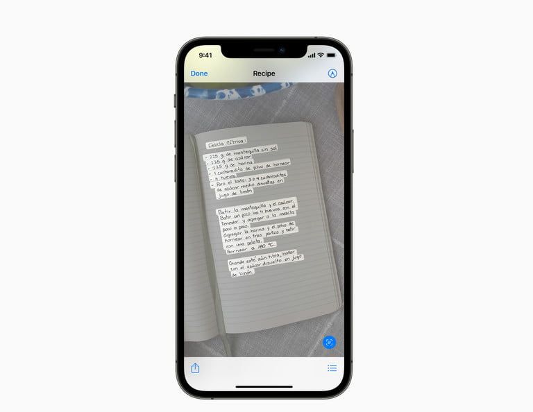 Recetas, apuntes, seguro que encuentras alguna utilidad. Fuente: Digital Trends (https://es.digitaltrends.com/apple/ios-15-funciones-iphone/)