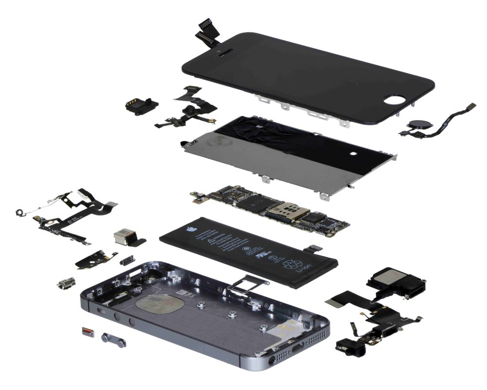 Las entrañas de tu inseparable. Fuente: Business Wire (https://www.businesswire.com/news/home/20160404005764/en/iPhone-SE-is-Three-iPhone-Generations-Rolled-into-One-IHS-Teardown-Reveals)