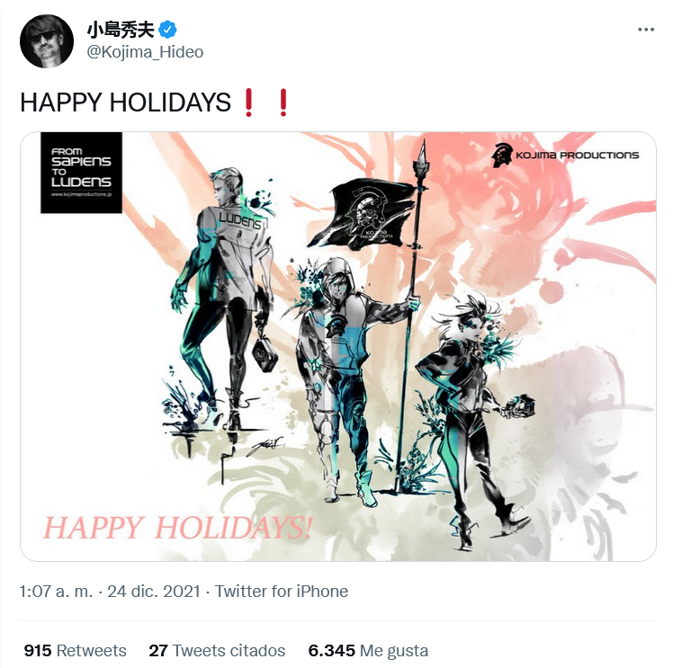 Sospechosa felicitación. Fuente: Twitter (https://twitter.com/Kojima_Hideo/status/1474169935073255424)