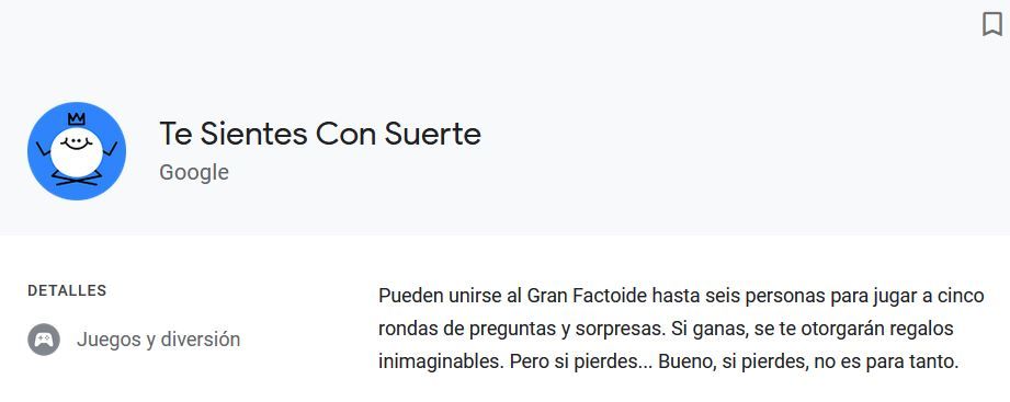 Renueva tus juegos favoritos. Fuente: Google Assistant (https://assistant.google.com/services/a/uid/0000007823a4a6b9?hl=es-ES)