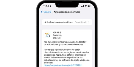 La actualización previa a la iOS 16. Fuente: Xataka (https://www.xatakamovil.com/sistemas-operativos/apple-lanza-ios-15-5-como-antesala-ios-16-cargado-parches-seguridad)