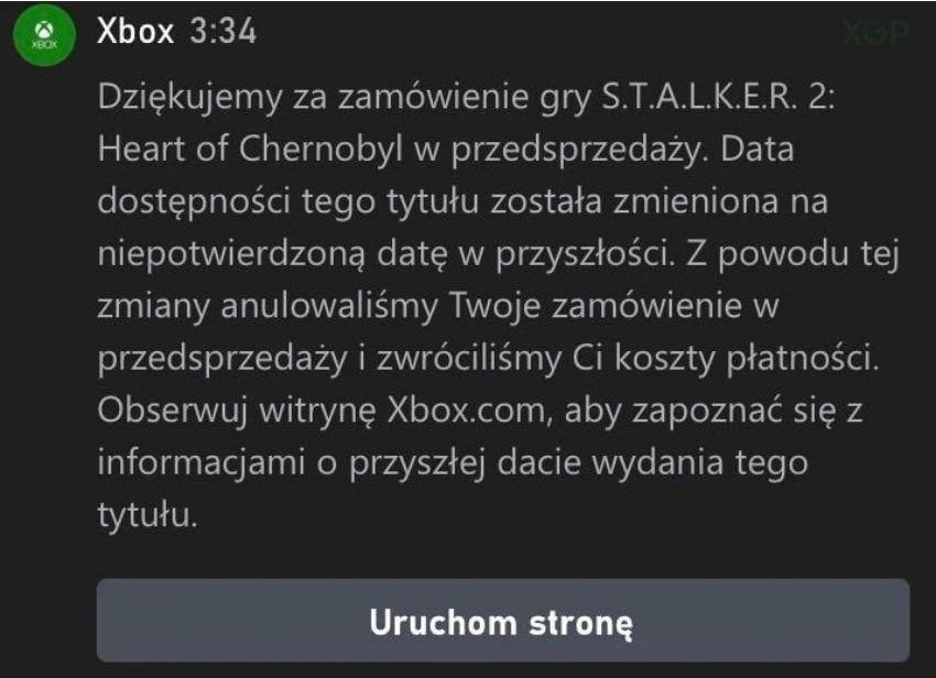 Pues no se ha debido a un nuevo retraso. Fuente: XGP (https://xgp.pl/newsy/xbox-zaczal-anulowac-preordery-stalker-2/)