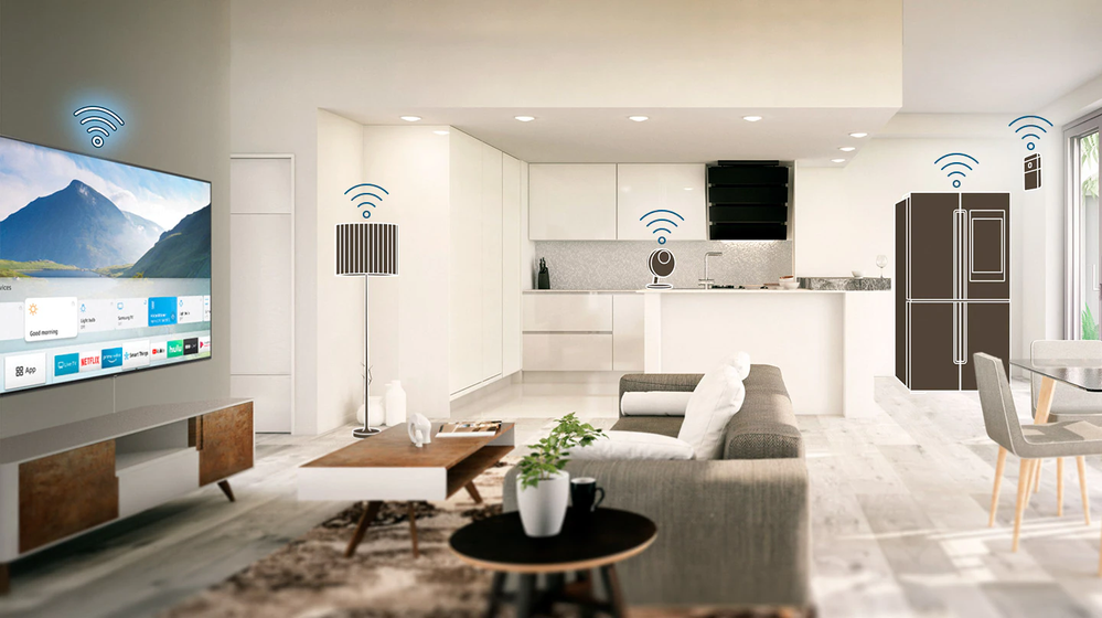 ¿Y solo con WiFi? Fuente: Samsung (https://www.samsung.com/es/tvs/smart-tv/smart-home-with-iot-devices/)