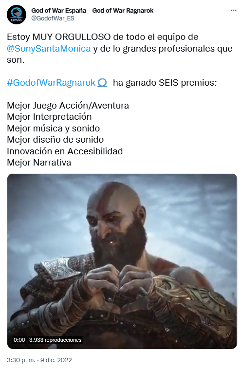 Tampoco ha quedado mal, no?? Fuente: Twitter (https://twitter.com/GodofWar_ES/status/1601222798092881920)