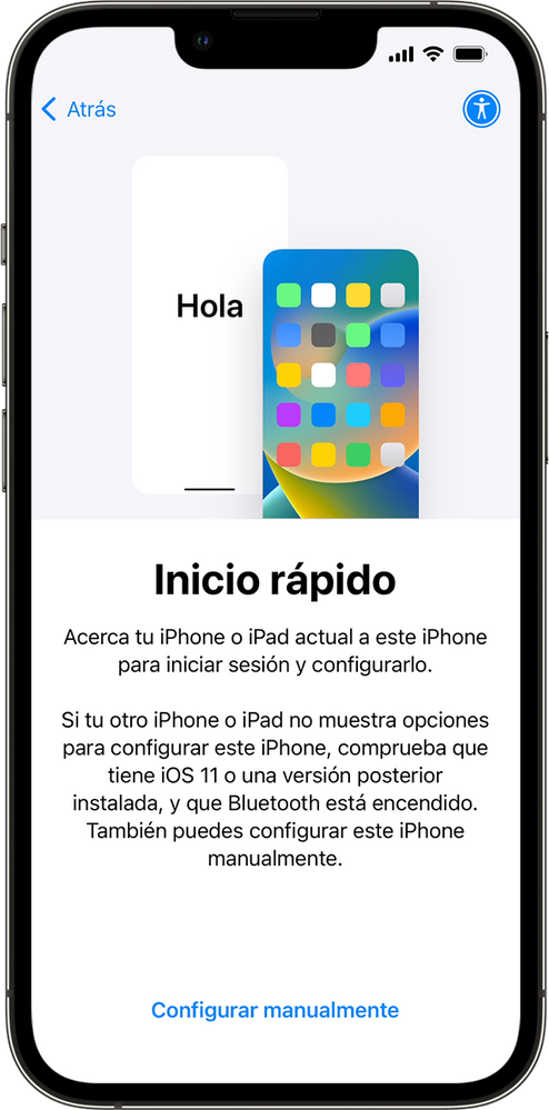 Este es el Inicio rápido. Fuente: Apple (https://support.apple.com/es-es/HT210216)