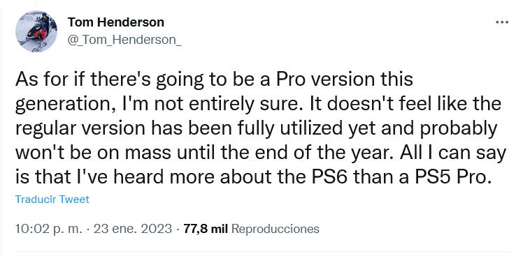 Es más probable una PS6!! Fuente: Twitter