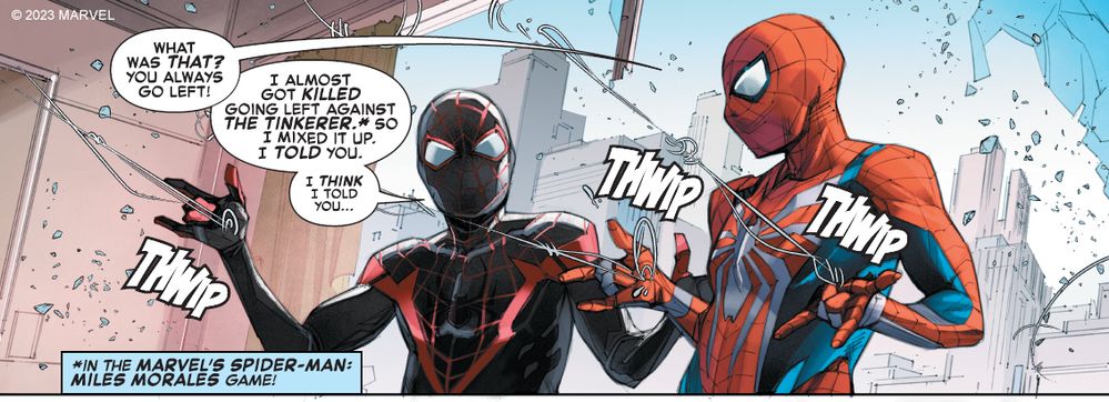 Para ir abriendo boca. Fuente: Blog PlayStation (https://blog.playstation.com/2023/05/03/marvels-spider-man-2-prequel-comic-announced-for-free-comic-book-day/)