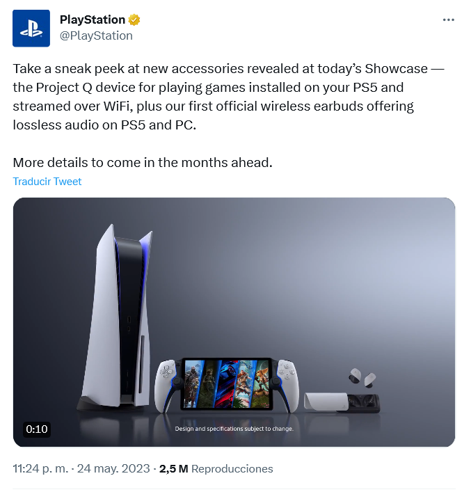 “Consola” confirmada. Fuente: Twitter (https://twitter.com/PlayStation/status/1661483440116727810)