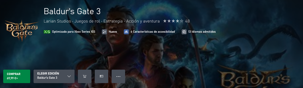 Por fin!! Fuente: Xbox (https://www.xbox.com/es-es/games/store/baldurs-gate-3/9nd58lqtg09t)