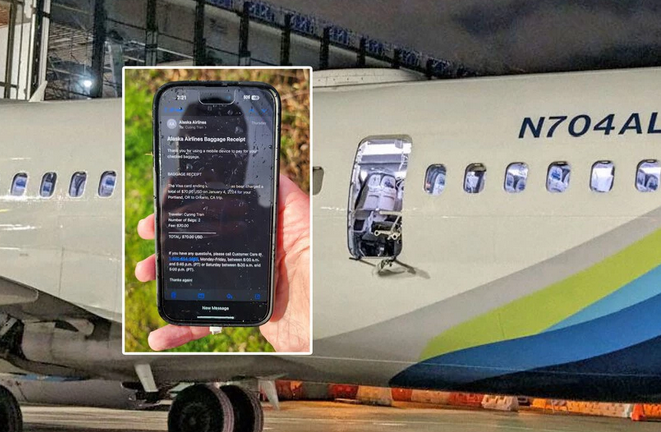 El móvil y el avión tras el incidente. Fuente: Applesfera (https://www.applesfera.com/curiosidades/iphone-14-pro-salio-volando-boeing-737-max-9-que-perdio-puerta-mitad-vuelo-asi-ha-quedado-5-000-metros-caida)