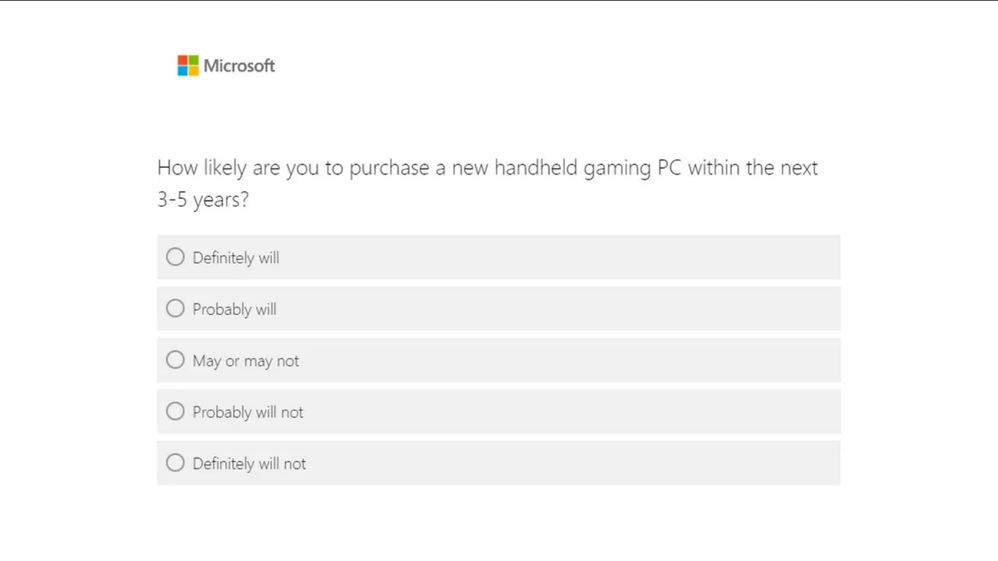 Mosqueante, verdad?? Fuente: Windows Central (https://www.windowscentral.com/gaming/pc-gaming/microsoft-gaming-handheld-survey)