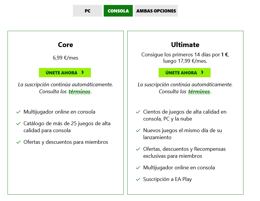 Ni pizquita de gracia… Fuente: Xbox (https://www.xbox.com/es-ES/xbox-game-pass)