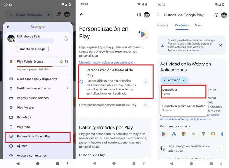 Personaliza tu experiencia. Fuente: El Androide Feliz (https://elandroidefeliz.com/como-desactivar-los-anuncios-personalizados-en-la-play-store/)