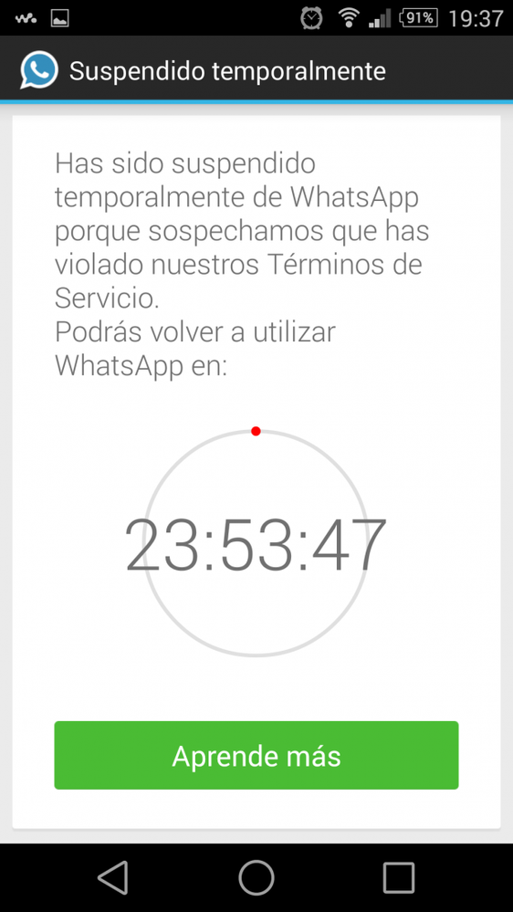 Bloqueo por uso de WhatsApp Plus